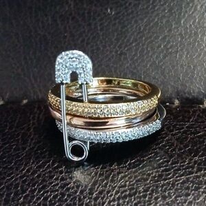 Elegant Three Tricolor Ring -Size 7